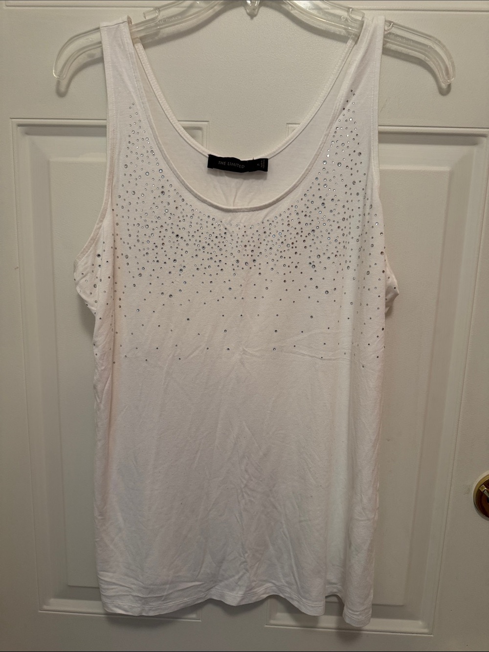 Limited White Sparkly Embellished Tank Top.  XL